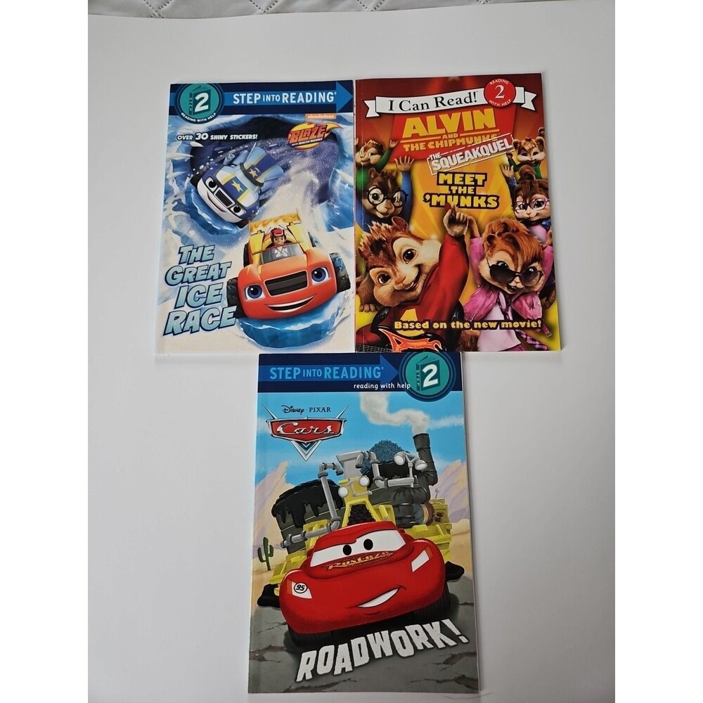 Lot Of 3 Level Two Readers Blaze, Disney Cars, & Alvin & The Chipmunks